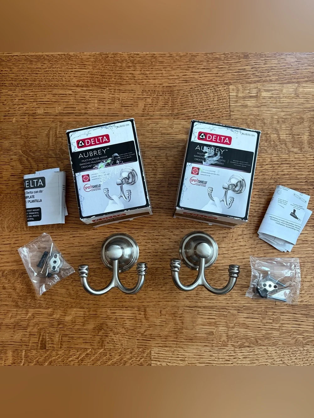 Lot of 2 Delta AUB35-SN Aubrey Multi Purpose Hooks Brushed Nickel New Open Box